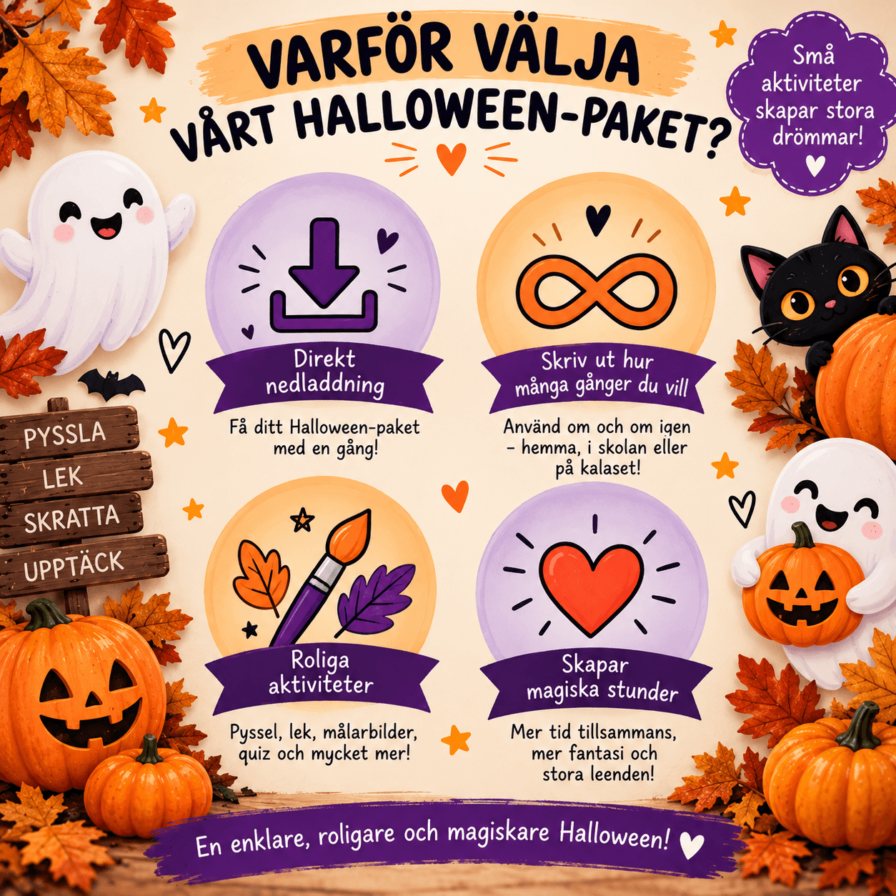 Digitalt Halloween-pysselpaket för barn